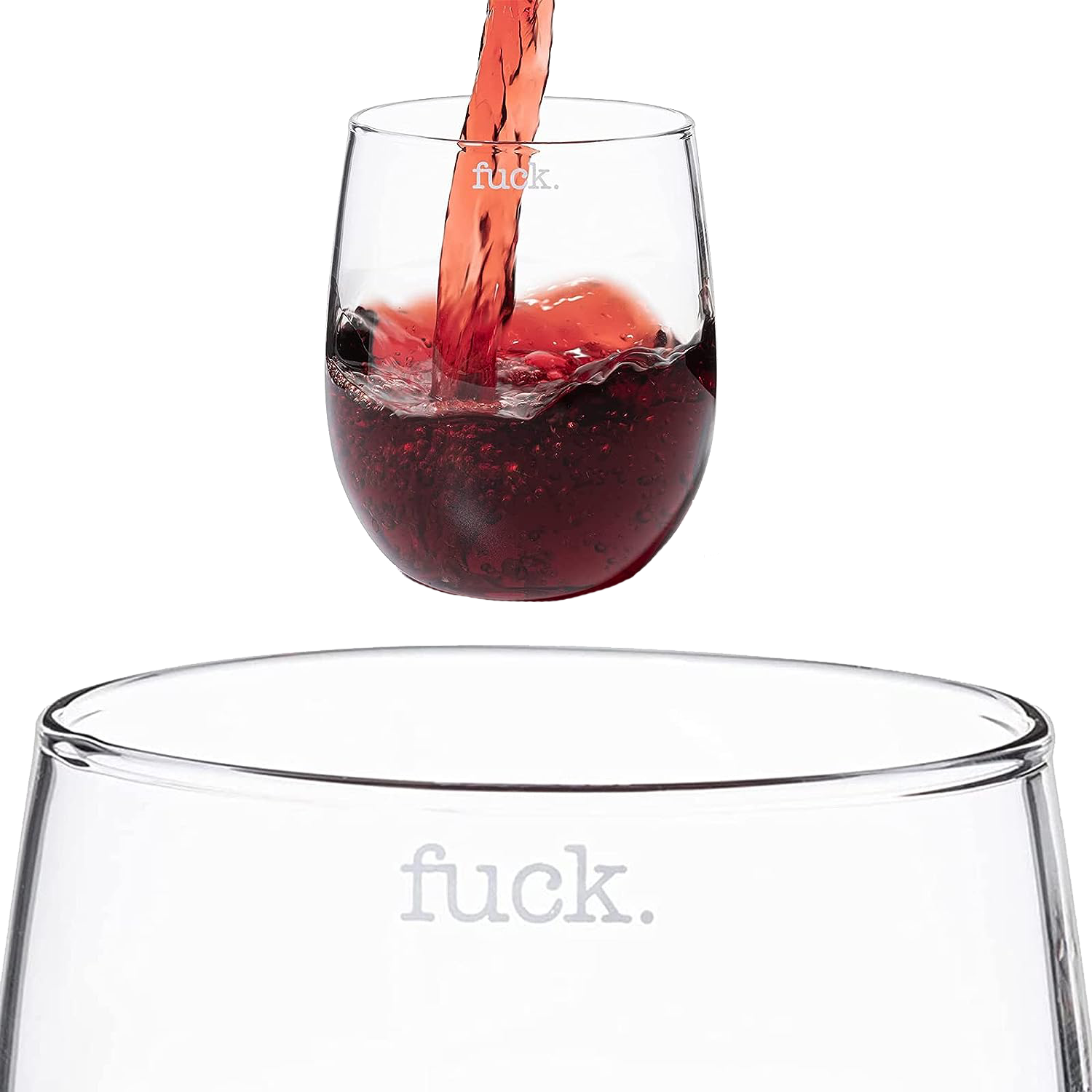 F*CK Wine Glass Single Set, Large 11 oz Glasses, Fuck Fucking Glass Unique Italian Style Tall Stemless for White & Red Wine, Water, Novelty Tumbler, Gifts, Comedy Beautiful Glassware (Stemless) by The Wine Savant