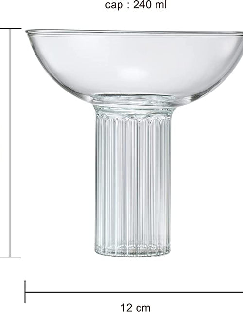 Load image into Gallery viewer, Ribbed Coupe Glassware, Martini, Margarita, Champagne, Cocktails - 8 oz Glasses | Set of 2 | Vintage Smooth Top Ripple Base - Gifts for Wife, Her, Him, Gift, Spring &amp; Summer Beautiful Coupes Glasses by The Wine Savant

