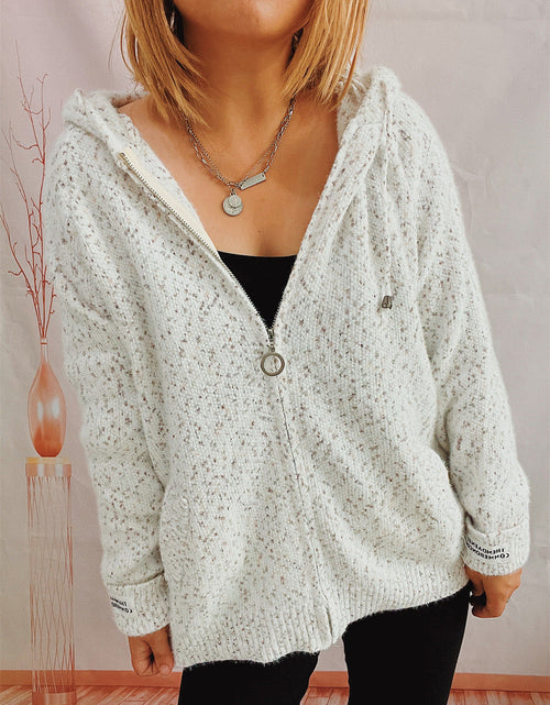 Load image into Gallery viewer, Zip Up Drawstring Long Sleeve Hooded Sweater
