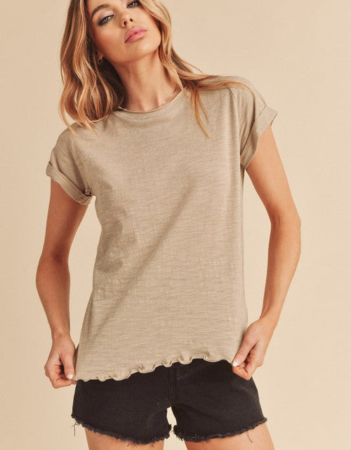 Load image into Gallery viewer, Aemi + Co Lettuce Edge Round Neck Short Sleeve T-Shirt
