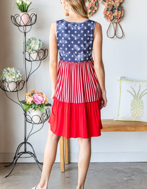 Load image into Gallery viewer, Heimish Full Size US Flag Theme Contrast Tank Dress
