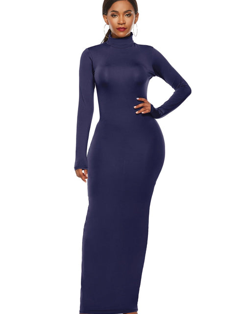 Load image into Gallery viewer, Mock Neck Long Sleeve Maxi Slim Dress
