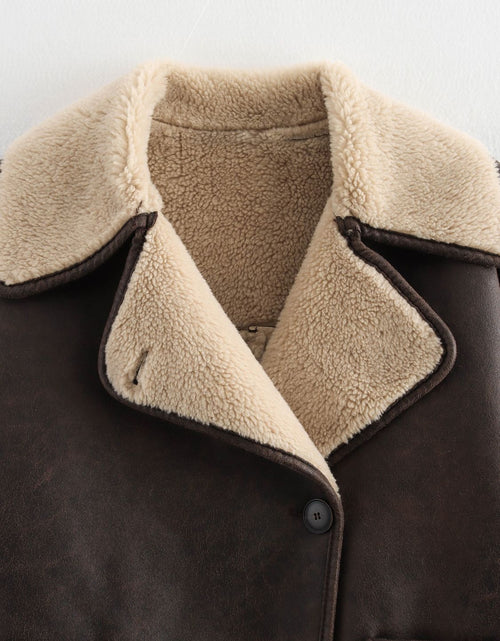 Load image into Gallery viewer, Collared Neck Long Sleeve Plush Jacket
