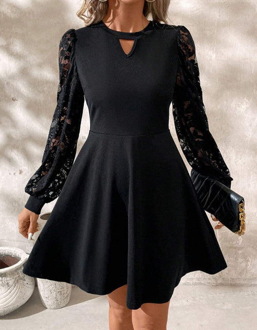 Load image into Gallery viewer, Cutout Lace Long Sleeve Mini Dress
