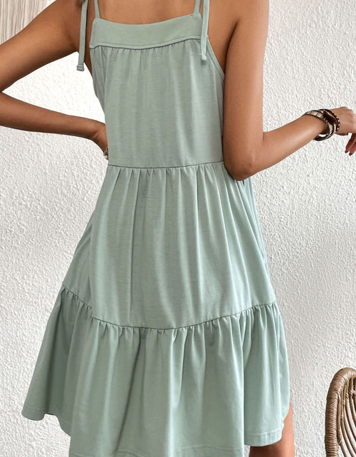 Load image into Gallery viewer, Perfee Tie-Shoulder Tiered Dress with Pockets
