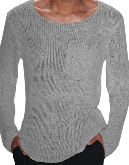 Load image into Gallery viewer, Men's Plus Size Round Neck Long Sleeve Knit T-Shirt
