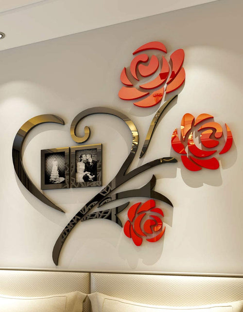 Load image into Gallery viewer, Family Picture Frames Collage Love 3D Stickers Wall Decor Decal with Two 4x6 Size Photo Frames for Bed Living Room Home Decorations by Js House
