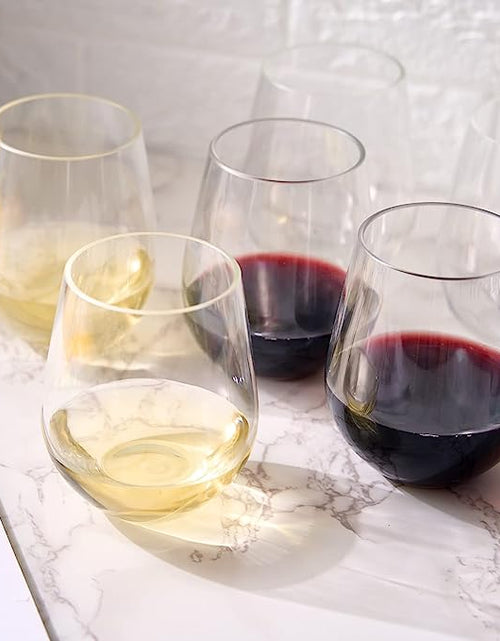 Load image into Gallery viewer, European Style Unbreakable Elegant Acrylic Stemless Wine Glasses 15 oz | Set of 6 | 100% Tritan Shatterproof BPA-free Reusable Plastic Glassware, Perfect For Homes &amp; Bars | Dishwasher-Safe, Clear by The Wine Savant
