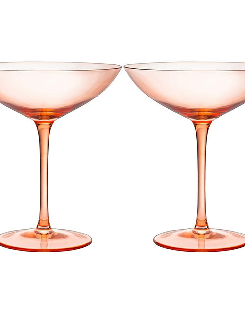 Load image into Gallery viewer, The Wine Savant Champagne Coupes 12oz Colorful Champagne Glasses, Prosecco, Mimosa Glasses Set, Cocktail Glass Set, Bar Glassware Luster Glasses (2, Orange) by The Wine Savant
