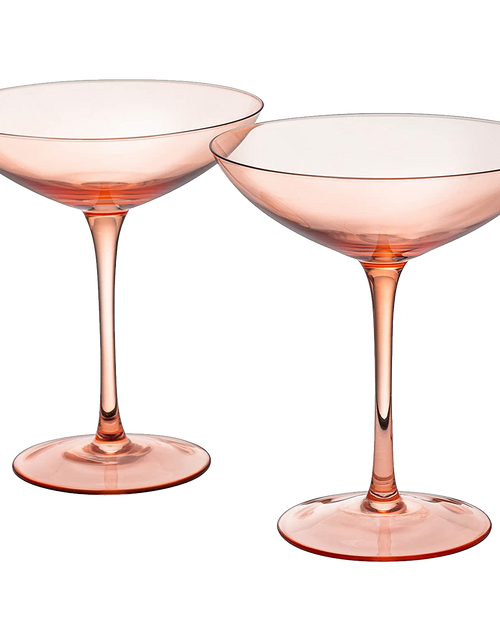 Load image into Gallery viewer, The Wine Savant Champagne Coupes 12oz Colorful Champagne Glasses, Prosecco, Mimosa Glasses Set, Cocktail Glass Set, Bar Glassware Luster Glasses (2, Orange) by The Wine Savant
