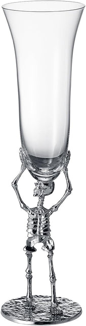 Load image into Gallery viewer, Skeleton Champagne Flute Glass | Single | 7.5oz Halloween Skeleton Glasses 10" H, Goth Gifts, Skeleton Gifts, Skeleton Decor, Spooky Wine Gift Set, Perfect for Halloween Themed Parties by The Wine Savant
