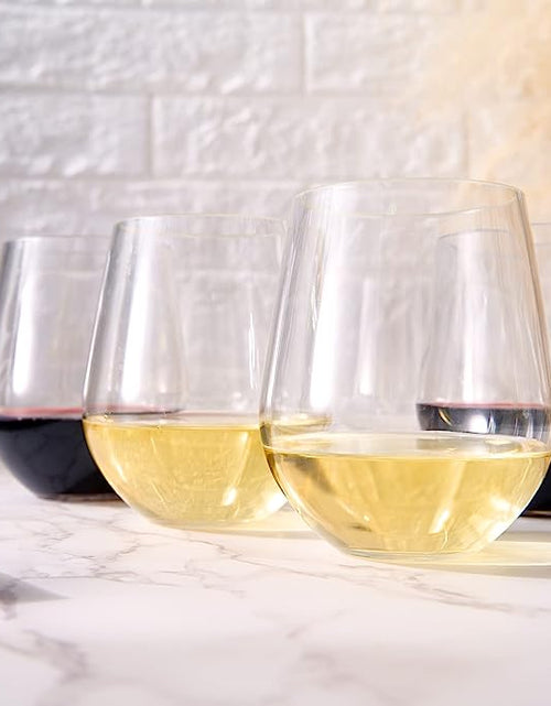 Load image into Gallery viewer, European Style Unbreakable Elegant Acrylic Stemless Wine Glasses 15 oz | Set of 6 | 100% Tritan Shatterproof BPA-free Reusable Plastic Glassware, Perfect For Homes &amp; Bars | Dishwasher-Safe, Clear by The Wine Savant
