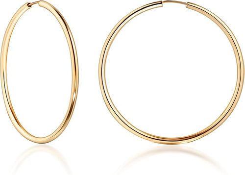 Load image into Gallery viewer, 14K Gold Endless Hoop Earrings, 2mm Thick
