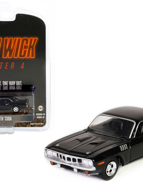 Load image into Gallery viewer, Plymouth Barracuda Black "John Wick: Chapter 4" (2023) Movie "Hollywood Series" Release 41 1/64 Diecast Model Car by Greenlight
