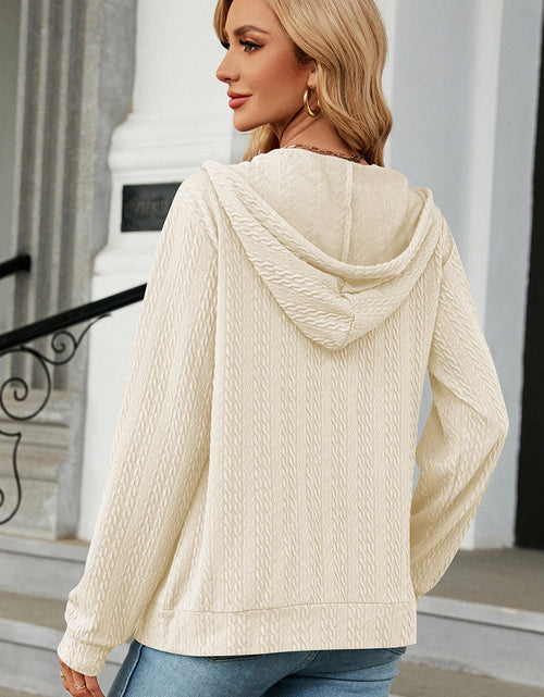 Load image into Gallery viewer, Drawstring Zip Up Long Sleeve Hoodie
