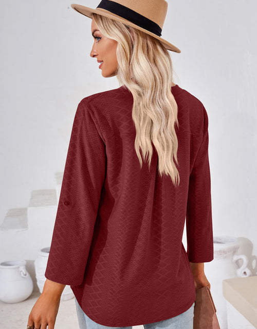 Load image into Gallery viewer, V-Neck Roll-Tap Sleeve Blouse
