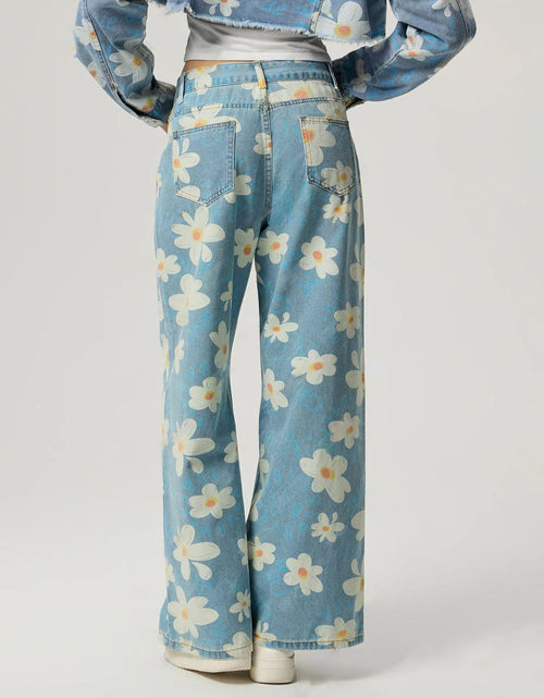 Load image into Gallery viewer, Pocketed Floral Wide Leg Jeans

