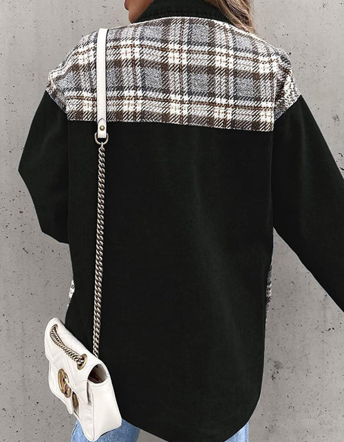Load image into Gallery viewer, Plaid Button Up Dropped Shoulder Jacket

