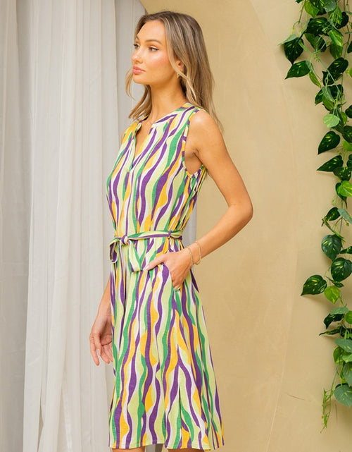 Load image into Gallery viewer, Sew In Love Full Size Stripe Tied Sleeveless Dress with Side Pockets
