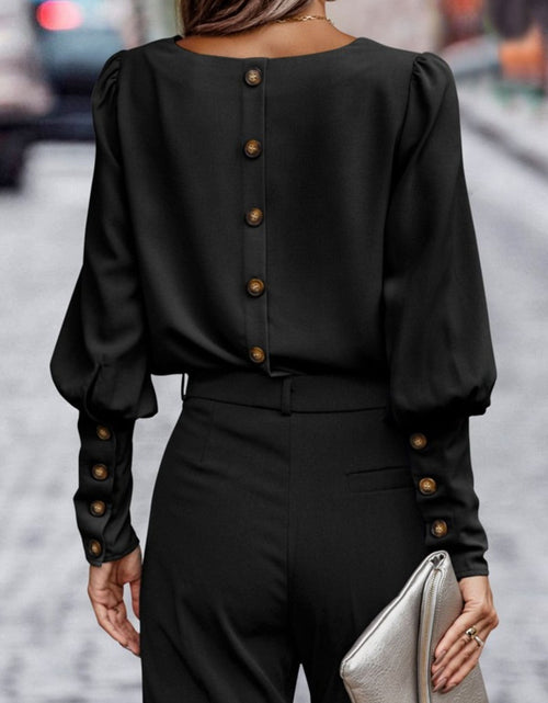 Load image into Gallery viewer, Round Neck Lantern Sleeve Blouse
