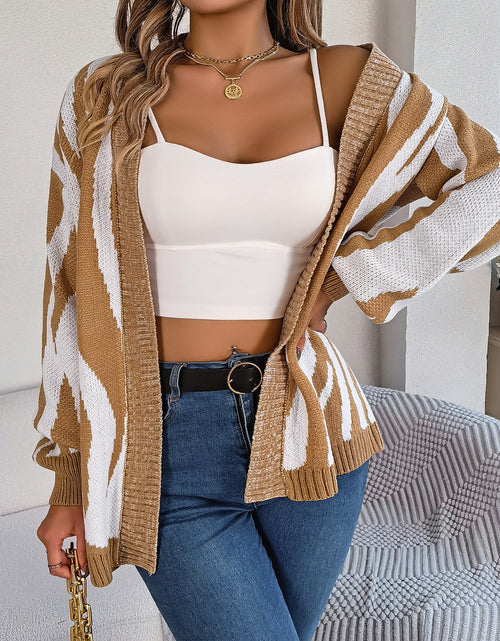Load image into Gallery viewer, Open Front Animal Print Cardigan
