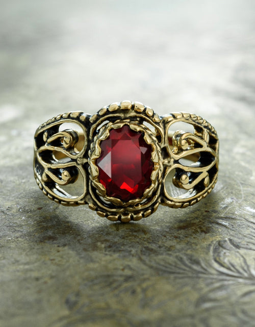 Load image into Gallery viewer, Vintage Jewelry Genuine Jade Ring Antiqued 18kt Yellow Gold Electroplated Made in the USA by PVD Vintage Jewelry
