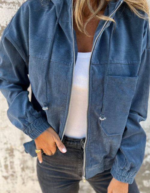 Load image into Gallery viewer, Pocketed Zip Up Long Sleeve Hooded Jacket
