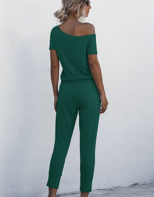 Load image into Gallery viewer, Asymmetrical Neck Tied Jumpsuit with Pockets
