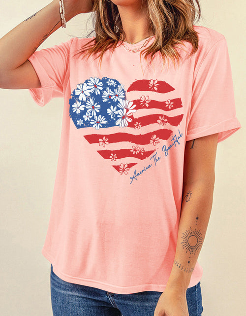 Load image into Gallery viewer, Heart Round Neck Short Sleeve T-Shirt
