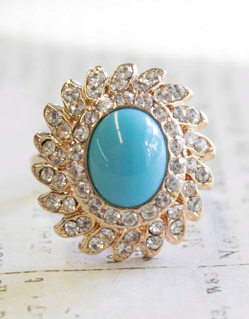 Load image into Gallery viewer, Vintage Jewelry Pinfire Opal Cocktail Ring in a 18k Gold Electroplated Setting Made in the USA by PVD Vintage Jewelry
