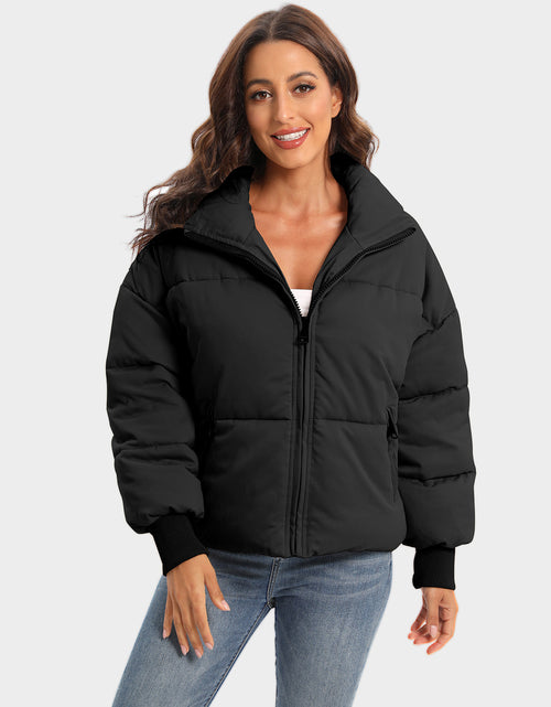 Load image into Gallery viewer, Zip Up Turtleneck Long Sleeve Puffer Jacket
