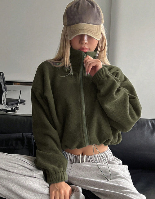 Load image into Gallery viewer, Honey Zip Up Long Sleeve Cropped Jacket
