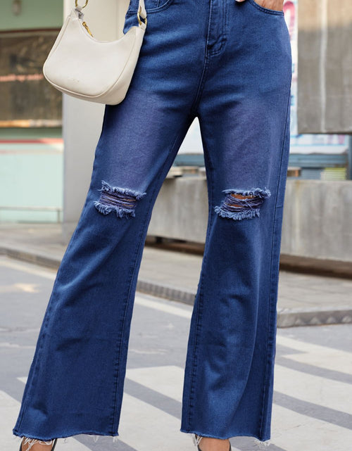 Load image into Gallery viewer, Distressed Buttoned Loose Fit Jeans
