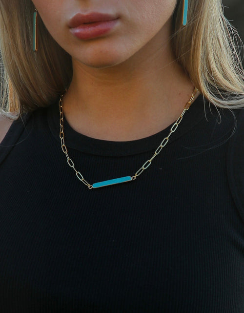 Load image into Gallery viewer, Turquoise Bar Link Chain Set by Toasted Jewelry
