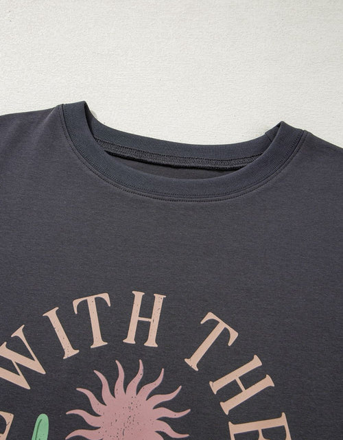Load image into Gallery viewer, RISE WITH THE SUN Graphic Round Neck Short Sleeve T-Shirt
