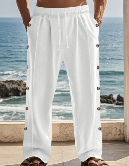 Load image into Gallery viewer, Men's Full Size Side Button Wide Leg Pants Plus Size
