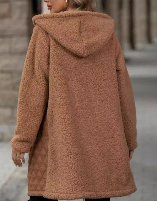 Load image into Gallery viewer, Texture Zip Up Long Sleeve Hooded Coat
