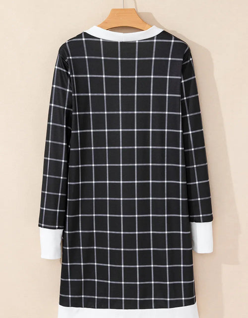 Load image into Gallery viewer, Plaid Open Front Long Sleeve Cover Up
