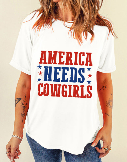 Load image into Gallery viewer, Letter Graphic Round Neck Short Sleeve T-Shirt

