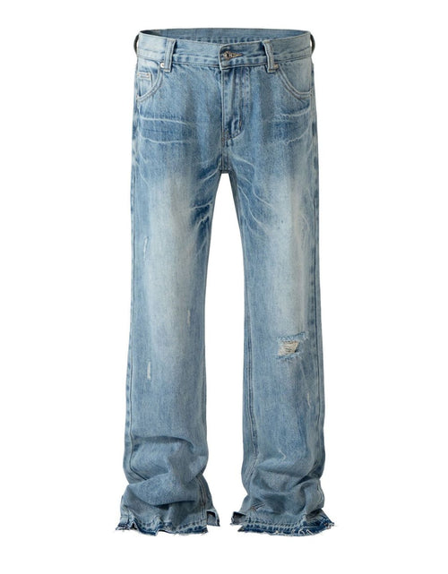 Load image into Gallery viewer, Men's Distressed Raw Hem Jeans
