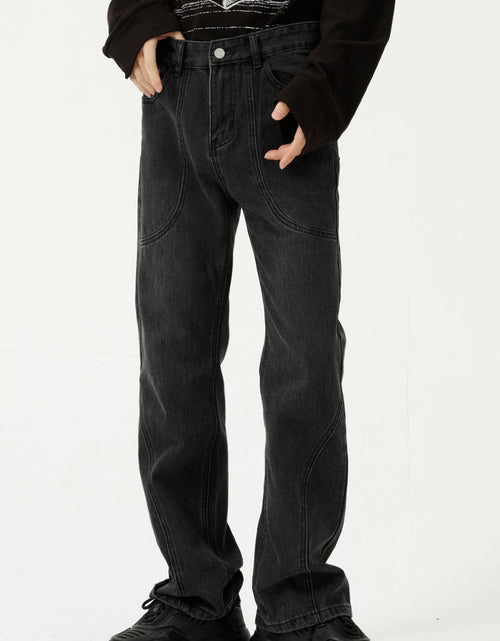 Load image into Gallery viewer, Straight-Leg Jeans with Stitch Detail
