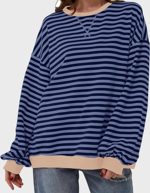 Load image into Gallery viewer, Lovelet Contrast Striped Long Sleeve Sweatshirt
