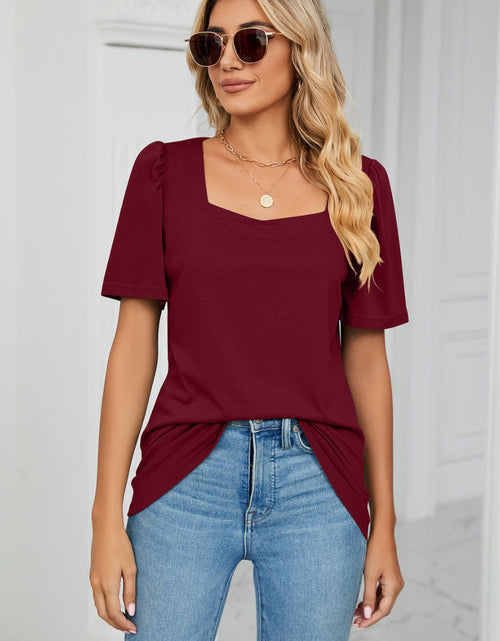 Load image into Gallery viewer, Square Neck Puff Sleeve T-Shirt
