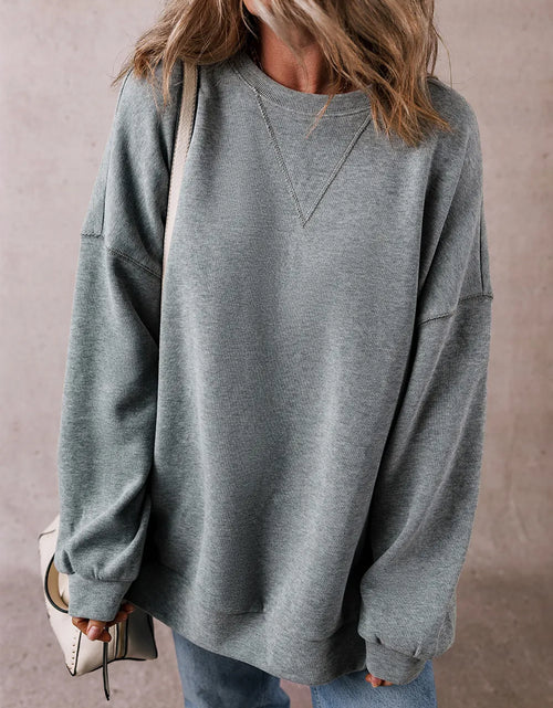 Load image into Gallery viewer, Slit Round Neck Long Sleeve Sweatshirt
