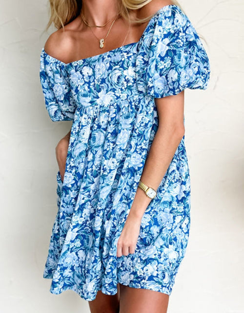 Load image into Gallery viewer, Floral Puff Sleeve Babydoll Mini Dress
