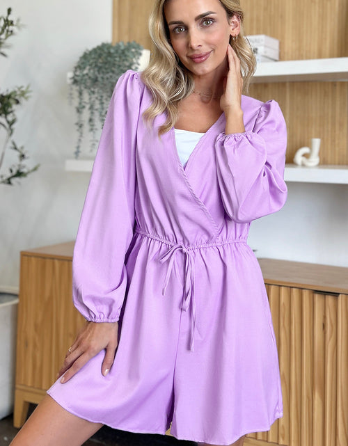 Load image into Gallery viewer, Double Take Full Size Drawstring Long Sleeve Romper
