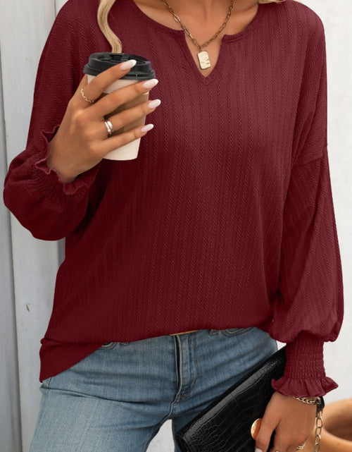Load image into Gallery viewer, Mandy Textured Notched Lantern Sleeve T-Shirt
