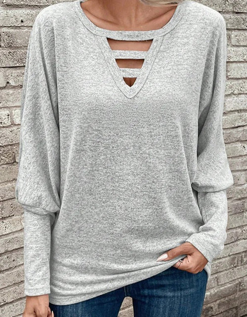 Load image into Gallery viewer, Cutout Round Neck Long Sleeve T-Shirt
