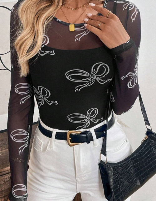 Load image into Gallery viewer, Bow Round Neck Long Sleeve Top
