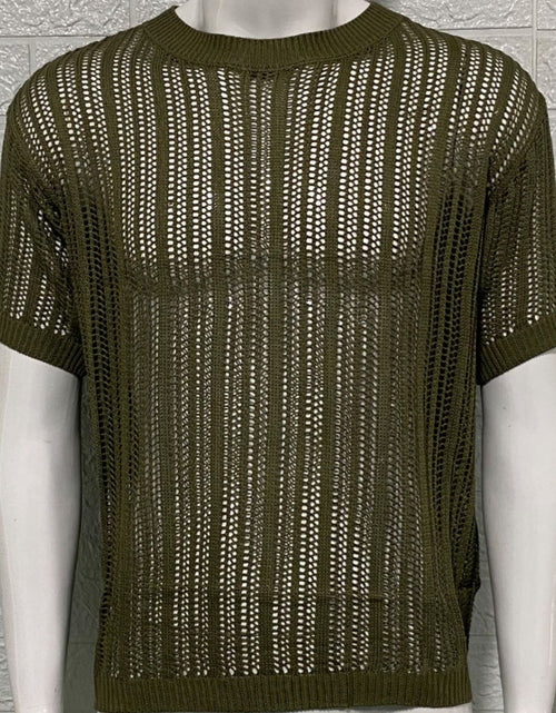 Load image into Gallery viewer, Men's Openwork Round Neck Knit T-Shirt

